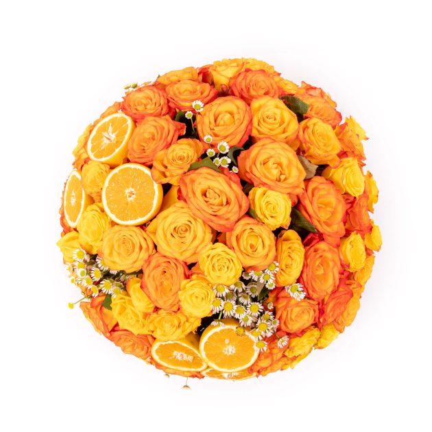 Rosy citrus dipped flower box