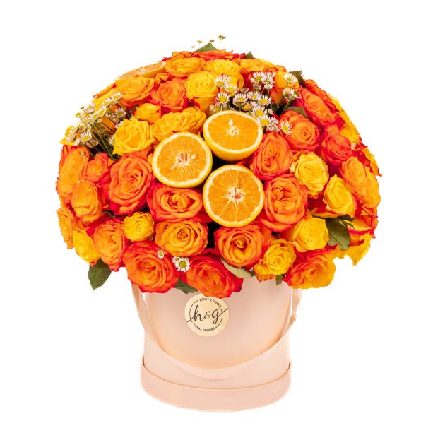 Rosy citrus dipped flower box